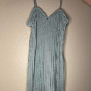 Elegant Blue Ribbed Dress